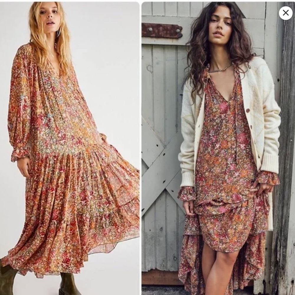 FREE PEOPLE Feeling Groovy Floral Maxi Dress Size L